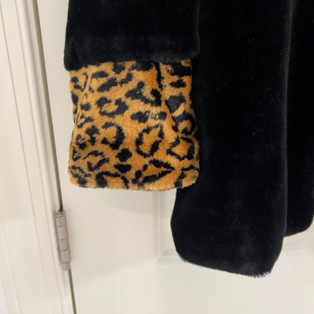 Betmar New York Coat Made In USA Vintage Faux Fur Animal Print Black--Size M - Picture 5 of 13